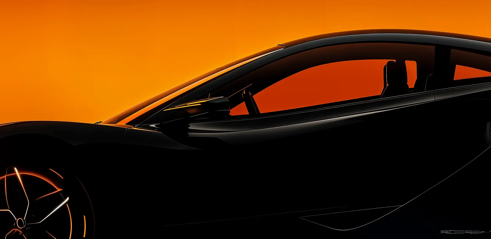 car with neon orange background